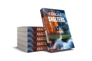 Stack of Fragile Shelters books with dramatic cover art