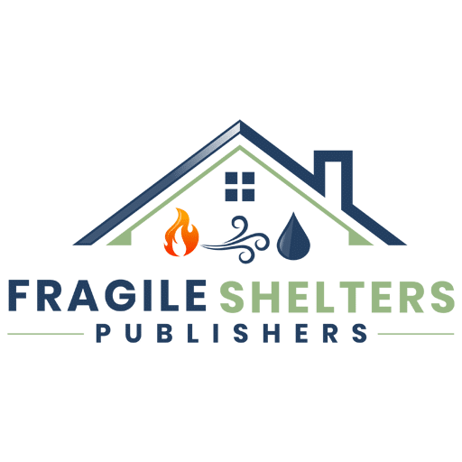 Logo of Fragile Shelters Publishers with house roof and elements