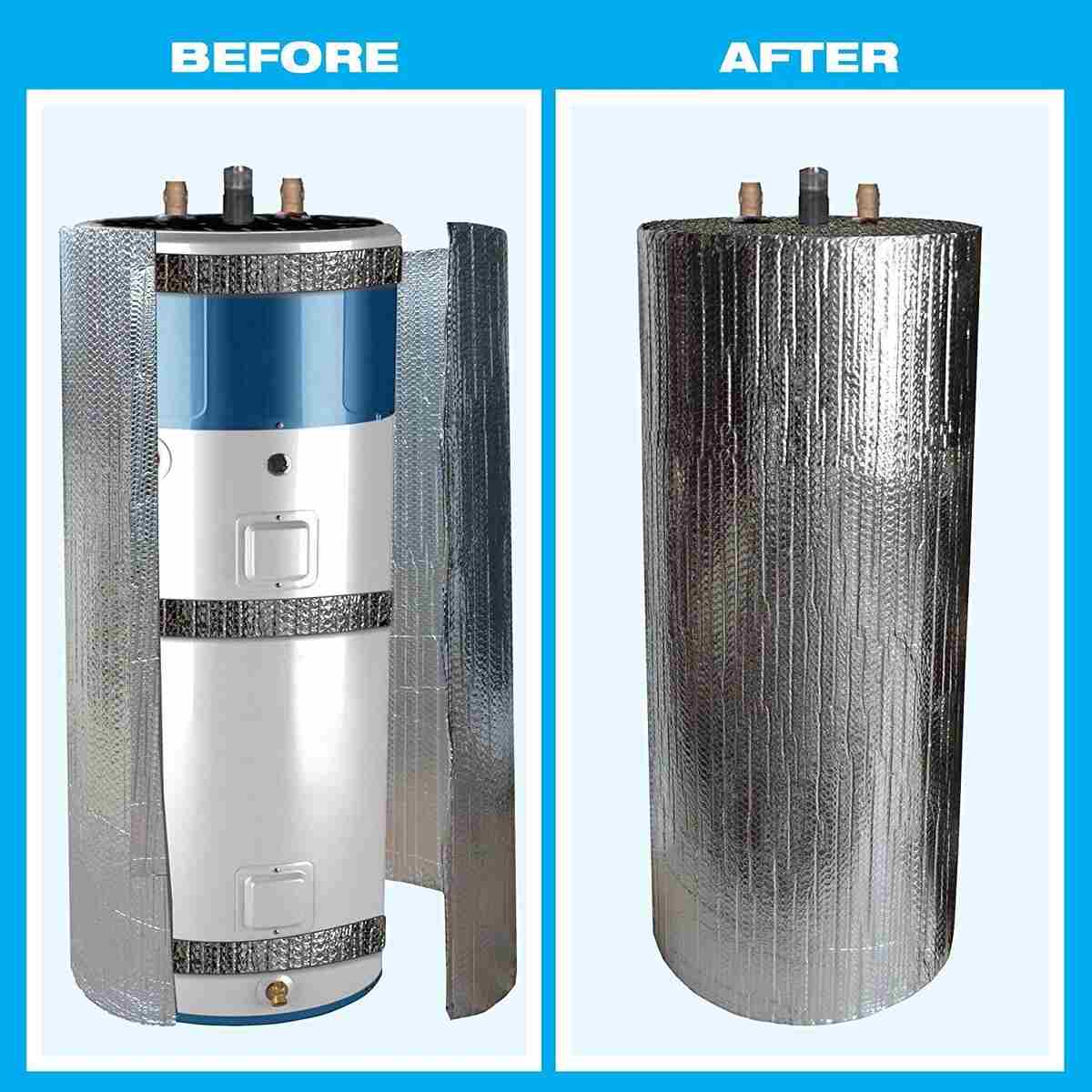 Water heater with reflective insulation before and after installation